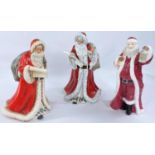 Two Royal Doulton figures of Father Christmas (one 2nd); a Royal Worcester limited edition similar