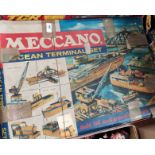 A selection of vintage Meccano - Ocean Terminal, boxed and an Impala plywood aeroplane kit to