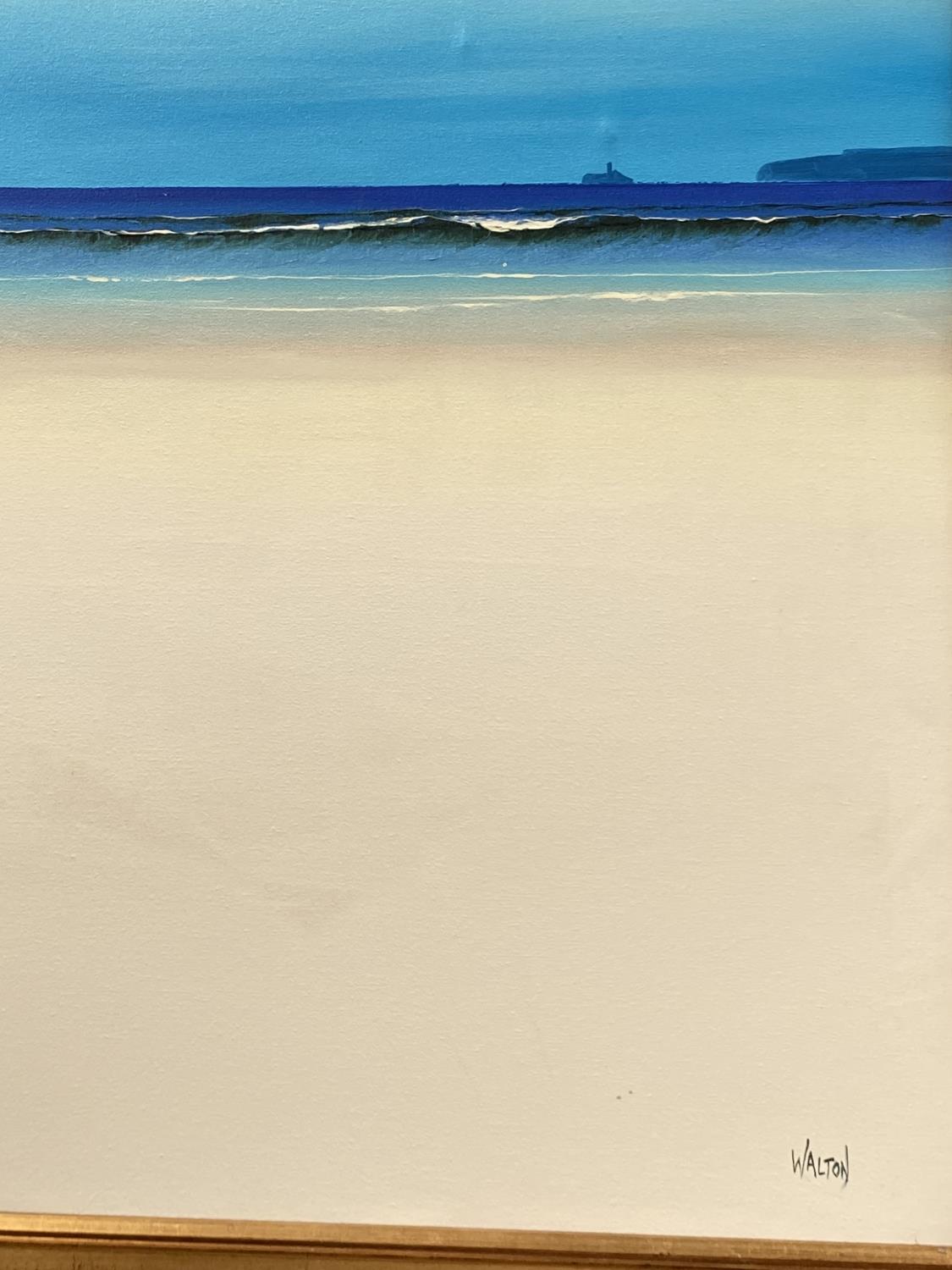 Walton 20th Century Cornish, Beach sea and sky, oil on canvas, signed, 89 x 59 cm, framed - Image 2 of 2