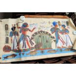 Mid 20th Century Egyptian:  a large gouache painting on papyrus, 90 x 190 cm