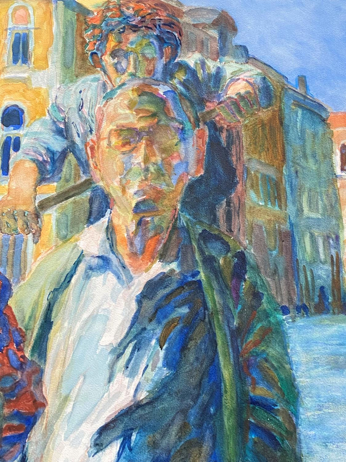 Hans Schwarz, 1922-2003:  Impressionistic scene in  Venice, man in a gondola, watercolour, signed, - Image 2 of 3