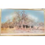 David Shepherd:  "In the Thick Stuff", artist signed print with blind stamp, 50 x 85 cm, framed