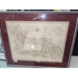 A Map of the North Part of the West Riding of Yorkshire engraved by John Stockdale, framed and