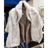 A ladies mink jacket; a blonde wrap