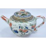 A small Chinese Kangxi famille vert tea pot, length spout to handle 16cm, overall height 10cm