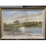 J.Constable-Parnell, river landscape, oil on board, signed, 49 x74cm, framed