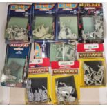 Nine 1980's and later Games Workshop Citadel Miniatures Warhammer Fantasy metal figures in blister