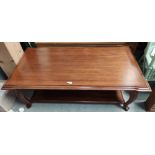 A rectangular walnut 2 tier coffee table and matching nest of 2