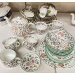 A Minton "Haddon Hall" part tea set, approx. 27pc; a Tuscan "Naples" part tea set, 21 pc