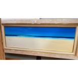 Walton 20th Century Cornish, Beach sea and sky, oil on canvas, signed, 29 x 90 cm, framed; 2 similar