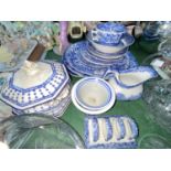 A Copeland "Spodes Italian" platter; other blue and white and decorative china and glass