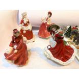 4 Royal Doulton figures: Louise HN3207; Winters Eve; Christmas Day 2005 HN4723; Christmas Day 1999