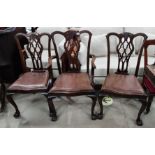 A set of 5 (4 +1) late 19th/early 20th century Chippendale style dining chairs with pierced