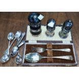 A matched silver christening spoon and fork 1.30 oz London 1800 spoon and Sheffield 1910 fork? ;