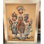 RYAN, oil on canvas, three reprobate golfers, signed, 80 x 60cm, framed