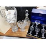 A boxed set of Stuart crystal Cunard Steamship drinking glasses, etched for R.M.S Carinthia, a