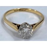 An old brilliant cut diamond solitaire ring, approx. 0.5ct, 18ct gold and platinum setting