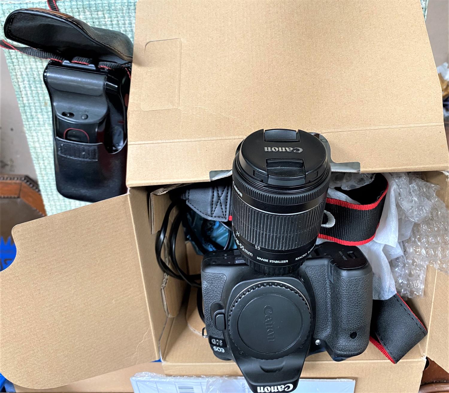 A Canon EO5 80D digital SLR camera, in original box with 18-55mm 15STM lens and another Canon camera