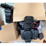 A Canon EO5 80D digital SLR camera, in original box with 18-55mm 15STM lens and another Canon camera