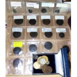 A small group of Roman coins and a selection of 18th century tokens