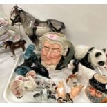 A Royal Doulton character jug "The Lawyer" and various china animals