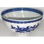 A small Chinese 18th/19th blue and white bowl with floral decoration pointed interiors of foot,