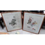 Gillian White:  Flowers in November & Flowers in March, pair of etchings/watercolours, signed, 62