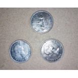 CANADA: 3 1950's silver dollars