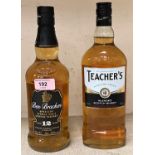 A 70 cl bottle of "Ben Bracken" single malt whisky; a 70 cl bottle of "Teacher's" whisky