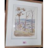 HARRY RUTHERFORD, watercolour, distant view of Buxton from above, signed, 31 x 23cm, mounted, glazed