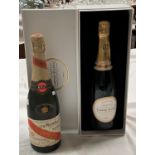 A bottle of Laurent-Perrier La Cuvee Brut, boxed; a bottle of Cordon Rouge champagne by G H Mumm &