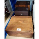 A 19th century walnut lap desk; a rosewood lap desk (top split); 2 other boxes