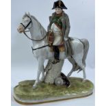 NAPOLEON BONAPARTE, A continental porcelain figure with Napoleon on horseback, 33cm (chip to hand)