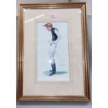 A framed and glazed spy print of jockey Fred Archer