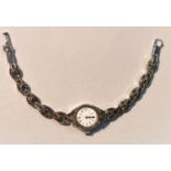 An Art Deco marcasite wristwatch 17 jewel movement