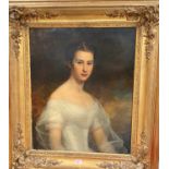 GERMAN (Munich) School, 19th century, oil on canvas, half length portrait of Helen Frances Muller-