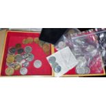 A box of various coins including GB, Germany 3rd Reich, USA etc