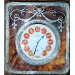 A chrome open faced pocket watch by Emanuel, Southampton, with white enamel dial, orange numerals