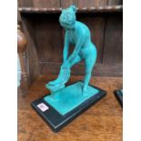 William Charles Bailey (1923-1998) female figure undressing with her foot on a stool, patinated