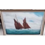 A large 20th century oil on canvas painting of two ships on the ocean BM27 PH63 signed Furse (in