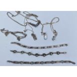 A selection of white metal jewellery mainly stamped 925 including necklaces, bracelets etc; a