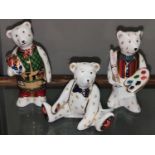 Three teddy bear paperweights by Royal Crown Derby:  William, Daisy & Claude