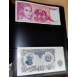 A collection of 56 world banknotes in album