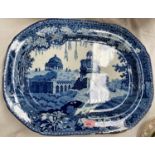 A large 19th century English blue and white meat platter, Delhi pattern, 54cm