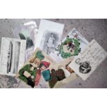 LORD KITCHENER, postcard with QV stamp, 2 French grotesque cards and 4 others