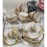 An Art Deco Royal Standard tea service with floral pattern, 21 piece and a Colclough part tea