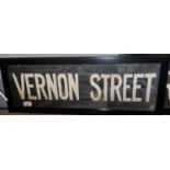 3 vintage bus signs for Vernon Street, Whitevale, Frame Cross, all framed and glazed