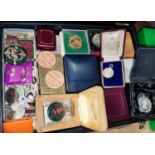 A selection of coins, medals and costume jewellery