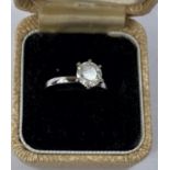 A modern brilliant cut diamond solitaire ring, approx. 1.25ct, 14K white gold setting