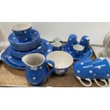 T.G.Green & Co Blue Domio tea service cups, saucers etc, 24 pieces approx and a Shelley green part